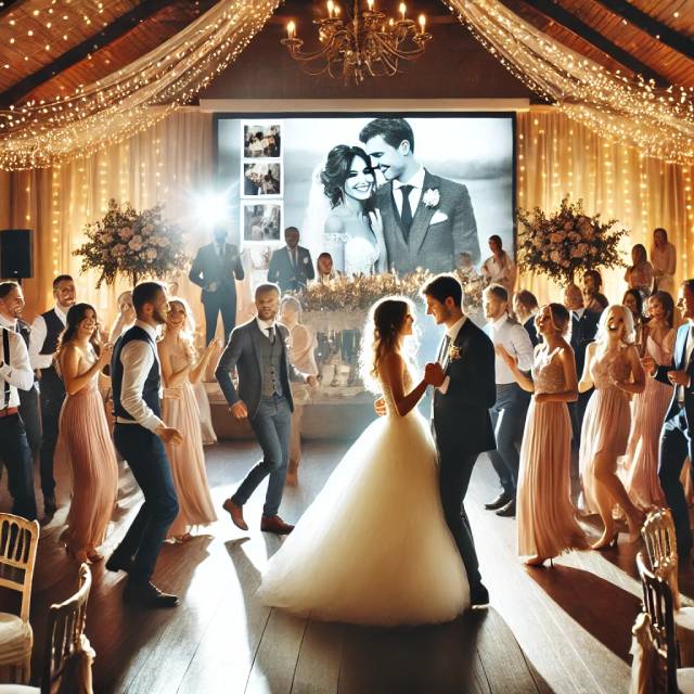 Guests capturing the first dance of the newlyweds